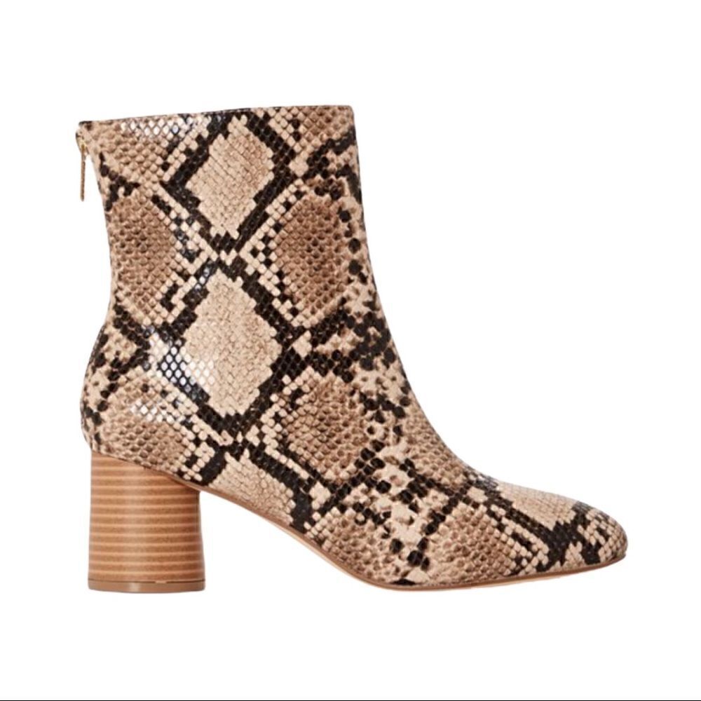 New! JustFab Faux Leather Snake Cylinder Block Heel Ankle Boots Booties